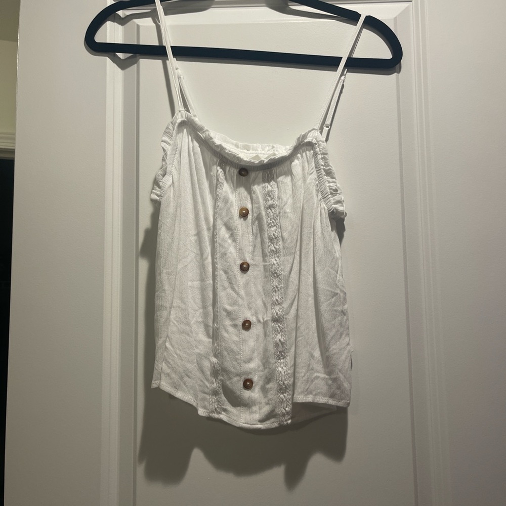 Pink Rose White Button-Front Camisole